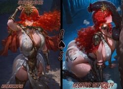 ai_assisted ai_generated armor armpit armpits arms_up ass augusta_(wuthering_waves) big_ass big_balls big_breasts big_butt big_penis big_thighs blacked blush boots breasts bubble_ass bubble_butt cape caption choker cleavage clothed_female_nude_male clothing dark-skinned_male dark_skin defeated ear_ring earring earrings interracial kissing_penis korruptai large_ass large_breasts large_penis larger_male on_all_fours on_knees orange_hair outdoor_nudity outdoor_sex outdoors penis penis_on_face penis_out queen_of_spades queen_of_spades_symbol queen_of_spades_tattoo red_eyes red_hair saliva size_difference steam text thick thick_ass thick_butt thick_penis thick_thighs wuthering_waves