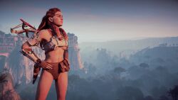 1girls 3d aloy brown_panties faith103 female female_only game_screenshot hands_on_hips horizon_zero_dawn mod solo