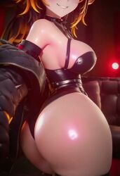 3d animal_ears animated ass big_ass big_breasts breasts huge_breasts indie_virtual_youtuber jacket jiggle jiggling_ass long_hair multicolored_hair playing_with_ass red_light shiny_skin sinder_(vtuber) smile smirk sound thick_thighs video virtual_youtuber vtuber wide_hips wink