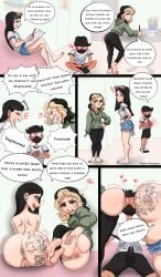 1boy 2girls angry angry_face anus anus_focus anus_worship ass ass_focus ass_grab ass_on_face ass_sandwich asshole barefoot black_hair brasilian_artist brazilian brazilian_female clothed clothing comic curly_hair dialogue fanta_morgana feet feet_together female foot_fetish green_eyes hi_res imminent_anal leggings long_hair male mask oc original original_art original_artwork original_characte pants português portuguese portuguese_dialogue portuguese_text presenting presenting_anus presenting_ass rebeca_(fanta_morgana) self_upload shorts simple_background smirk soles speech_bubble spread_anus spread_ass spreading straight_hair tagme vitoria_(fanta_morgana) voyeur