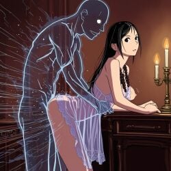 1boy 1girls 2025 ai_generated aristocrat female from_behind from_behind_position ghost male manor mezrus night sex spectrophilia tagme transparent_clothing