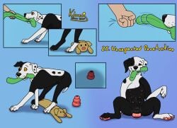 2024 accidental_penetration anatomically_correct animal_genitalia animal_pussy animal_vulva bird_dog black_body black_fur black_nose canid canine canine_genitalia canine_pussy canine_vulva canis dalmatian dog_plushie dog_toy domestic_dog falling falling_backwards falling_on_object female female_feral feral fur genitals hi_res hunting_dog jess_(kinaj) kinaj kinktober kinktober_2024 labrador mammal mixed_breed multi_nipple nipples object_in_pussy orange_eyes pawpads paws penetration pink_vulva playing plushie pussy retriever short_fur sitting solo spread_legs spreading stomach_bulge stumbling teats tripping tug_of_war vaginal_penetration vulva white_body white_fur