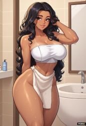 ai_generated big_ass big_breasts big_butt big_sister big_thighs curly_hair large_ass large_breasts large_butt large_thighs latina latina_female n_1611 skimpy_topwear thick thick_ass thick_butt thick_hips thick_legs thick_lips thick_thighs towel towel_only
