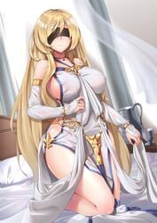 1girls big_breasts blindfold blonde_hair breasts clothed clothing female female_only goblin_slayer hair long_hair see-through solo sword_maiden_(goblin_slayer) thick_thighs very_long_hair wide_hips youl