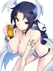 beer beer_mug bikini breasts cleavage disgaea disgaea_6 disgaea_rpg inago1919 large_breasts melodia nippon_ichi_software skimpy_bikini swimsuit wings_on_head