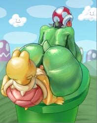 absurd_res anthro buttjob collar duo elemental_creature female flora_fauna hi_res hot_dogging koopa koopa_troopa male male/female mario_bros nintendo perotoart piranha_plant plant scalie sex spiked_collar spikes warp_pipe