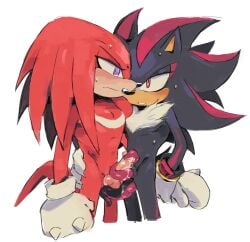 2_penises 2boys anatomically_correct_genitalia benshir chest_tuft echidna eyelashes frottage frotting gay hand_on_ass knuckles_the_echidna muscular_male pecs pectorals purple_eyes red_eyes red_fur sega shadow_the_hedgehog sonic_(series) sonic_the_hedgehog_(series) sweat tagme tentacle_penis yaoi