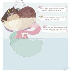 absurd_res anthro ball_harness balls big_balls big_penis bodily_fluids bovid breasts canid canine caprine chowwichowwi cock_vore condom cum cum_vore dialogue digestion female finger_fuck fingering fox genital_fluids genitals goat group harness hi_res huge_balls huge_cock hyper hyper_balls hyper_genitalia hyper_penis internal larger_female male male/female mammal mikey_(mikefox2400) nipple_piercing nipples penile penis peridot_(mikefox2400) piercing sexual_barrier_device sheep size_difference small_but_hung smaller_male tattoo topaz_(mikefox2400) trio unwilling_prey vaginal_penetration vore willing_prey