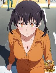 1girls ai_assisted ai_generated coug en'en_no_shouboutai enen_no_shouboutai female fire_force kotatsu_tamaki orange_eyes road stable_diffusion tamaki_kotatsu white_pupils