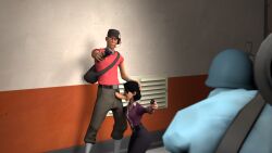 blow blowjob dress miss_pauling pistol scout_(team_fortress_2) soldier_(team_fortress_2) straight tagme tagme_(artist) team_fortress_2