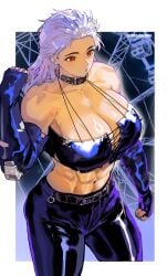 1girls black_clothing child_bearing_hips dorohedoro female female_abs female_only light-skinned_female long_hair massive_breasts muscular muscular_female noi_(dorohedoro) ongjolpark red_eyes white_hair_female