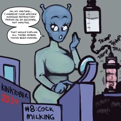 1:1 2024 alien bodily_fluids bondage bondage bound cum english_text female genital_fluids genitals kinktober kinktober_2024 male onomatopoeia penile penis penis_milking sapervash sound_effects text