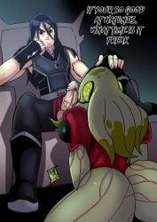 alien_girl battle_armor ben_10 black_hair bonusart darkfang100 kevin_11 kevin_11000 leather myaxx sitting squatting squid thick_ass