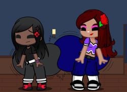 2girls ass butt_bump female gacha gacha_heat gacha_life motion_lines rosewaller389 wobbling_ass xxnelida2024xx