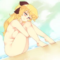 1girls 2024 :) aqua_eyes bare_shoulders barefoot beach blonde_hair blush breast_press breast_squeeze clouds completely_nude completely_nude_female dutch_angle eyelashes feet female female_only full_body hair_ribbon half-closed_eyes head_tilt hugging_legs hugging_own_legs katawa_shoujo knees legs light-skinned_female light_skin long_hair looking_at_viewer loving_gaze naked naked_female nude nude_female rtil satou_lilly sideboob sitting sitting_on_sand sky smile solo solo_female thighs