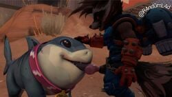 3d 3d_(artwork) blowjob fellatio furry gay jeff_the_land_shark marvel marvel_rivals r4nd0m_l4d raccoon rocket_raccoon self_upload sfm shark source_filmmaker twitter_link yaoi