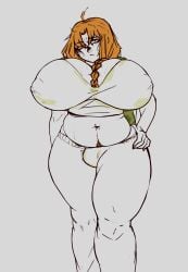 1futa bbw big_breasts chubby chubby_female fanart futa_only futanari hair hairy_balls hairy_pubes intersex messy_hair no_bra original_character pubes sketch stain sweatpants yongbi_(adoggoart)
