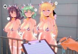 3d collar cow_print f-m-e-p koikatsu multiple_girls multiple_pregnancies pregnant women_livestock