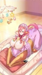 centaur centauress huge_breasts meamil meamil_airagu monster_musume_fantastic_life monster_musume_no_iru_nichijou nipple_peek pink_hair tagme
