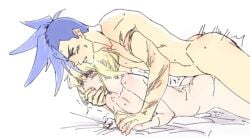 anal anal_sex androgynous femboy finger_in_mouth galo_thymos gay gay_sex lio_fotia male promare size_difference sketch twink yaoi yonprmr