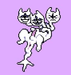 2025 anthro anus balls blush clover_(deltarune) darkner deltarune digital_media_(artwork) european_mythology felid ftm_crossgender fur genitals greek_mythology hydra looking_at_viewer male mammal multi_head mythology pixel_(artwork) presenting rule_63 solo tail_anus undertale_(series) white_body white_fur xbox_cool_420