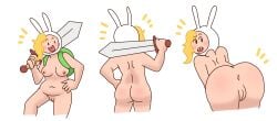1girls adventure_time anus ass backpack bag breasts casual chubby compysteps female fionna_and_cake fionna_the_human_girl headwear human nude pale_skin pussy tagme weapon
