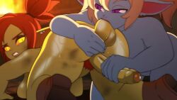 1futa 1girls 2d 2d_animation all_fours animated ass balls balls_sucking bare_shoulders bella_(coot27) big_breasts blue_body blue_skin breasts coot27 divine_wine female futa_on_female futanari goblin goblin_futa green_body green_skin handjob intersex league_of_legends longer_than_10_seconds looking_back loop looping_animation milking_handjob moaning moaning_in_pleasure nude nude_female nude_futa penis pinkrotten poppy precum purple_eyes shorter_than_30_seconds sound sucking sucking_balls sweat sweatdrop tagme testicles video yellow_eyes yordle