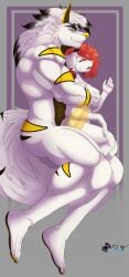 anal anal_sex animal_genitalia animal_penis anthro arm_tuft canid canine canine_genitalia canine_penis canis domestic_dog duo femboy from_behind_position fur genitals hair hi_res knot knotting looking_pleasured lying male male/male mammal messy_hair muscular muscular_male on_side penetration penile penile_penetration penis penis_in_ass rear_view sex side simple_background size_difference sly_shadex tail tuft white_body white_fur wolf x-ray_view