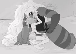 2girls cartoon_network clothed clothing english_text female female_only femdom femsub gentle_femdom good_girl jasker_(artist) jasper_(steven_universe) long_hair masturbation monochrome muscular muscular_female pearl_(steven_universe) size_difference small_dom_big_sub steven_universe text very_long_hair yuri