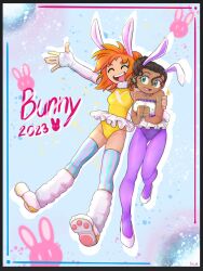 2girls big_breasts breasts bunny_ears bunny_girl cecilia_(papa_louie) clothing eve_prising female not_porn papa_louie xandra_(papa_louie)