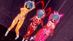 bound bound_wrists breasts cat_ears cat_tail catgirl censored censored_pussy disgaea disgaea_1 disgaea_rpg exposed_breasts exposed_pussy fight_mistress_(disgaea) flonne gag gagged koikatsu large_breasts lovely_chacha lovely_meilin nekomata_(disgaea) nippon_ichi_software skin_tight skinsuit small_breasts therranolleo torn_clothes