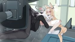 2girls animal_ears black_hair blonde_hair blue_archive cunnilingus female light_skin monobe monobe_yuri pussy_juice pussy_juice_drip pussy_licking rio_(blue_archive) seia_(blue_archive) squirt squirt_in_mouth squirting young yuri