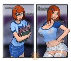 ben_10 ben_tennyson big_breasts bimbo bimbofication gwen_tennyson porangepeel solo solo_female