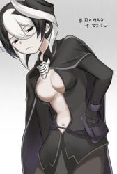 black_and_white_hair black_eyes breasts breasts_apart cleavage expressionless female female_only hair_between_eyes inner_sideboob kinokop light-skinned_female light_skin looking_at_viewer made_in_abyss medium_breasts no_bra ozen pale-skinned_female pale_skin short_hair solo two_tone_hair