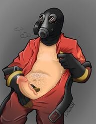 bodysuit ditoxin gasmask male male_only penis precum pyro pyro_(team_fortress_2) solo team_fortress_2