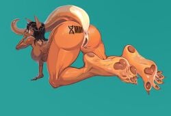 5_toes absurd_res all_fours amber_eyes anthro anus barcode black_hair breasts canid canine claws covering covering_mouth d.b. dna eyewear faylonsito feet female fox gaping gaping_pussy genetically_modified genitals glasses hair hairless hi_res humanoid hybrid looking_at_viewer mammal mustelid pawpads plantigrade posthuman pussy raised_tail smile smirk solo spread_legs spreading tail tail_anus tan_body tan_skin tattoo thick_tail toe_claws toes trans_(lore) wearing_glasses