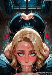 1boy :>= ai_generated all_fours ass ass_focus bangs bare_shoulders bed black_bodysuit black_dress blonde_hair blue_eyes blush bodysuit breasts clothing cum cum_in_mouth deepthroat doggy_style dress english_language english_text fantastic_four fellatio female female forehead from_behind full_moon gwendolyn_maxine_stacy heart heart-shaped_pupils huge_ass indoors invisible_woman jousneystudio large_ass large_breasts light-skinned_female light_skin lips long_hair looking_at_viewer looking_up makeup male male_pov marvel marvel_comics moon night night_sky nose_blush on_bed oral pants parted_hair penis pov_crotch rolling_eyes runny_makeup saliva sex shiny_skin sky solo_focus spider-gwen spider-man_(series) straight sue_storm superhero susan_storm sweat symbol-shaped_pupils taken_from_behind text thick_thighs thighs tight tight_pants top-down_bottom-up torn_clothes trembling twitching upturned_eyes veins veiny_penis window young_adult young_adult_female young_adult_woman
