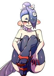 1girls female hotaruman97 looking_at_viewer octoling shiver_(splatoon) shiver_(splatoon_raiders) shiver_hohojiro splatoon splatoon_(series) splatoon_3 splatoon_raiders stripping twitter_link