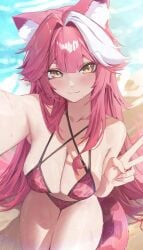 beach bikini catgirl hololive hololive_english hololive_english_-justice- raora_panthera
