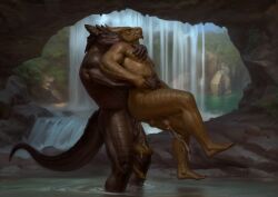abs aduran anthro anthro_on_anthro anthro_penetrated anthro_penetrating anthro_penetrating_anthro arms_around_partner aroused balls ballsack bara barbarian barefoot bent_leg biceps big_balls big_muscles big_penis bodily_fluids boner brown_body brown_scales carrying_another carrying_partner cave claws clenched_teeth closed_eyes cum cum_drip cum_in_ass cum_inside cum_while_penetrated day digital_drawing_(artwork) digital_media_(artwork) dominant dominant_male dragonborn_(dnd) dripping dripping_ass drogoroth dungeons_and_dragons duo ejaculation erect_penis erection facial_piercing fantasy feet foreskin from_behind_position front_view gay genital_fluids genital_piercing genitals girthy glans gold_body gold_scales gritting hasbro head_crest hi_res holding_partner horn horny huge_cock huge_muscles humanoid_genitalia humanoid_penis jewelry karthanax large_penis larger_male lifted lifting male male/male male_only male_penetrated male_penetrating male_penetrating_male muscles muscular muscular_anthro muscular_arms muscular_legs muscular_male muscular_thighs nature nature_background nude nude_anthro nude_male open_mouth orgasm outside outside_sex paladin partially_submerged pecs penetration penis penis_piercing piercing plantigrade prince_albert_piercing red_eyes ridged_penis ridges scales scalie sex sharp_teeth size_difference slit_pupils smile smirk standing standing_in_water standing_sex surprised tail tail_coil tail_wrapped_around_leg teeth thick_arms thick_penis thick_thighs tongue tongue_out toothy_grin uncircumcised urethra vein water waterfall weapon wizards_of_the_coast