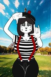 1girls 2d beret breasts daryoart female hips mime oc original_character paris