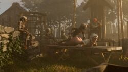 3d ass ass_up belethor's_smut bubble_butt cd_projekt_red ciri closed_eyes female freckles gloves light-skinned_female lying mascara monster nekker nude outdoors penetration penis scar sex sword the_witcher_(series) the_witcher_3:_wild_hunt vaginal_penetration white_hair witcher_medallion
