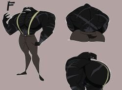 alphabet_(mike_salcedo) alphabet_lore bara biceps big_biceps black_body black_skin buff f_(mike_salcedo) green_mankini jeans lime_mankini little_tail mankini pants pecs scar scars sexy tail yellow_mankini