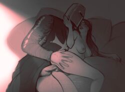 armor caressing_face from_behind from_behind_position knight male male/female size_difference