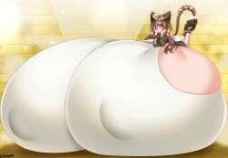 1girls breasts_bigger_than_body breasts_bigger_than_head breasts_bigger_than_torso breasts_on_floor bursting_breasts colossal_breasts female happy hyper hyper_breasts immobile lying_on_breasts lying_on_self smile tagme too_big_to_move yukimiiart