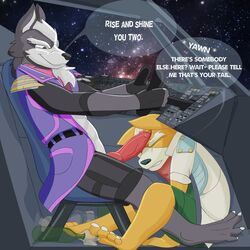 1:1 2019 2boys 4_toes absurd_res animal_genitalia animal_penis anthro anthro_on_anthro barefoot biped blowjob_in_car bottle canid canine canine_penis canis car car_blowjob claws closed_eyes clothed clothing comic crouching detailed_background dialogue driving duo english_text erection eyebrows feet fox fox_mccloud fur gay grey_fur hi_res in_car inside inside_car jacket knot looking_at_another looking_at_partner looking_down male male_only mammal multicolored_fur nintendo open_mouth orange_fur penis penis_on_face red_penis road_head sirbossy1 sitting smile smirk space speech_bubble star_fox tan_fur text thick_eyebrows toe_claws toes topwear two_tone_fur video_games waking_up white_fur wolf wolf_o'donnell yaoi yawn