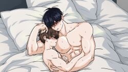 after_sex afterglow animated bare_chest blush cuddling gay light_skin male male/male manhwa sweaty_body yaoi