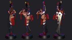 3d black_body black_hair different_angle erection futanari huge_cock loose_clothes posing