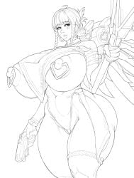 1girls female monochrome nipple_piercing nipples supersolenoid tagme thick_thighs wide_hips