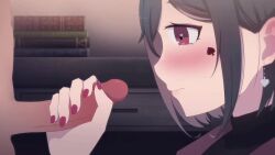 1boy 1girls animated arent_grim_reapers_supposed_to_be_scary black_hair cum cum_on_hand female fully_nude handjob holding_penis kamuo lactation looking_at_penis male male_pov mykka_(kamuo) penis sound tagme video